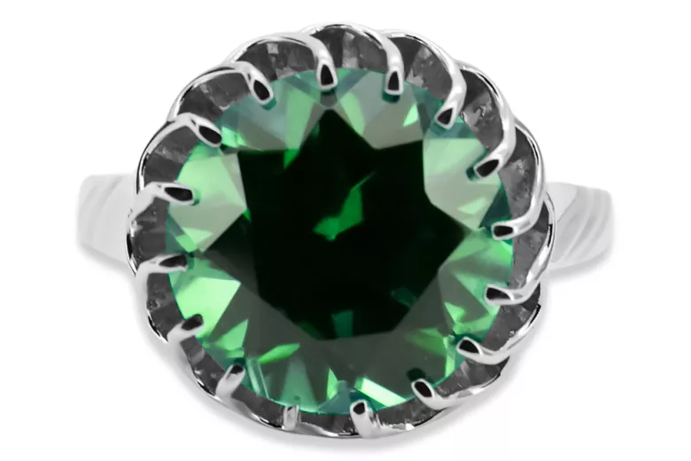 Vintage style Ring Emerald Sterling silver 925 vrc035s